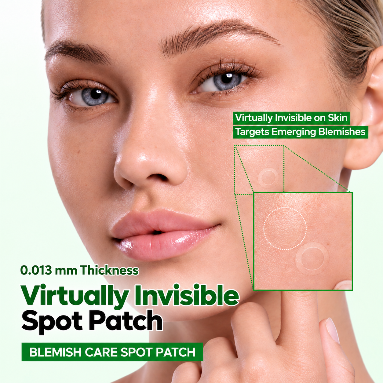 Blemish Care spot patch worn on skin