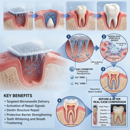 Tooth & Gum Care Fast-Dissolving Microneedle Patch✨ (𝟓-𝐢𝐧-𝟏 💎 𝐑𝐞𝐛𝐮𝐢𝐥𝐝 𝐄𝐧𝐚𝐦𝐞𝐥 & 𝐃𝐞𝐧𝐭𝐢𝐧 • 𝐒𝐭𝐫𝐞𝐧𝐠𝐭𝐡𝐞𝐧 𝐆𝐮𝐦𝐬 • 𝐄𝐫𝐚𝐝𝐢𝐜𝐚𝐭𝐞 𝐓𝐚𝐫𝐭𝐚𝐫 & 𝐎𝐝𝐨𝐫 • 𝐖𝐡𝐢𝐭𝐞𝐧𝐢𝐧𝐠 • 𝐒𝐭𝐨𝐩 𝐓𝐨𝐨𝐭𝐡 𝐒𝐞𝐧𝐬𝐢𝐭𝐢𝐯𝐢𝐭𝐲)