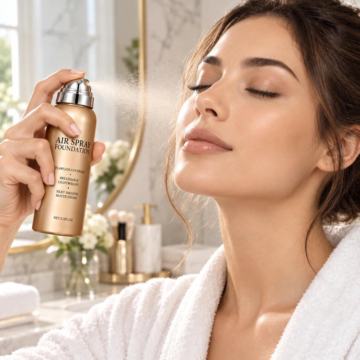 Air Spray Foundation fine mist application
