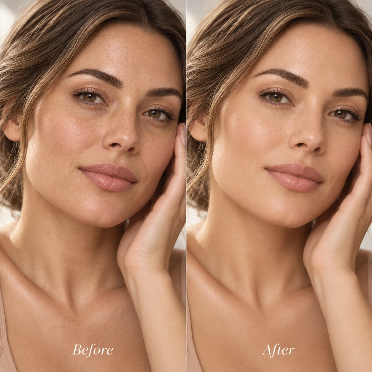 Before and after complexion comparison