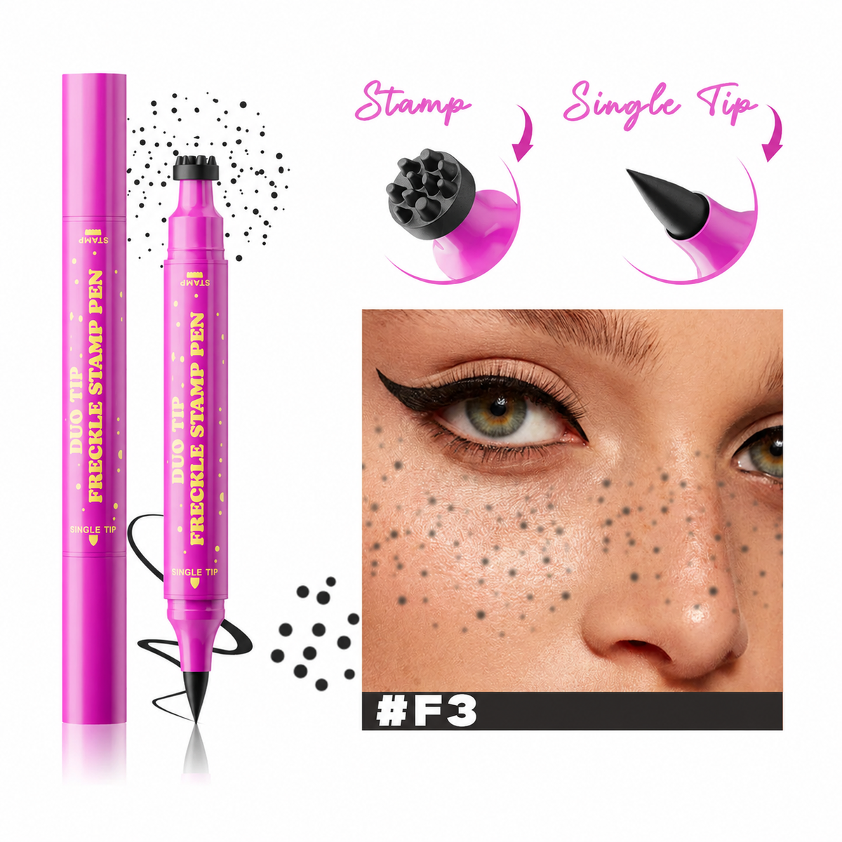 3 in 1 Waterproof Faux Freckle Stamp & Fine Tip Pen