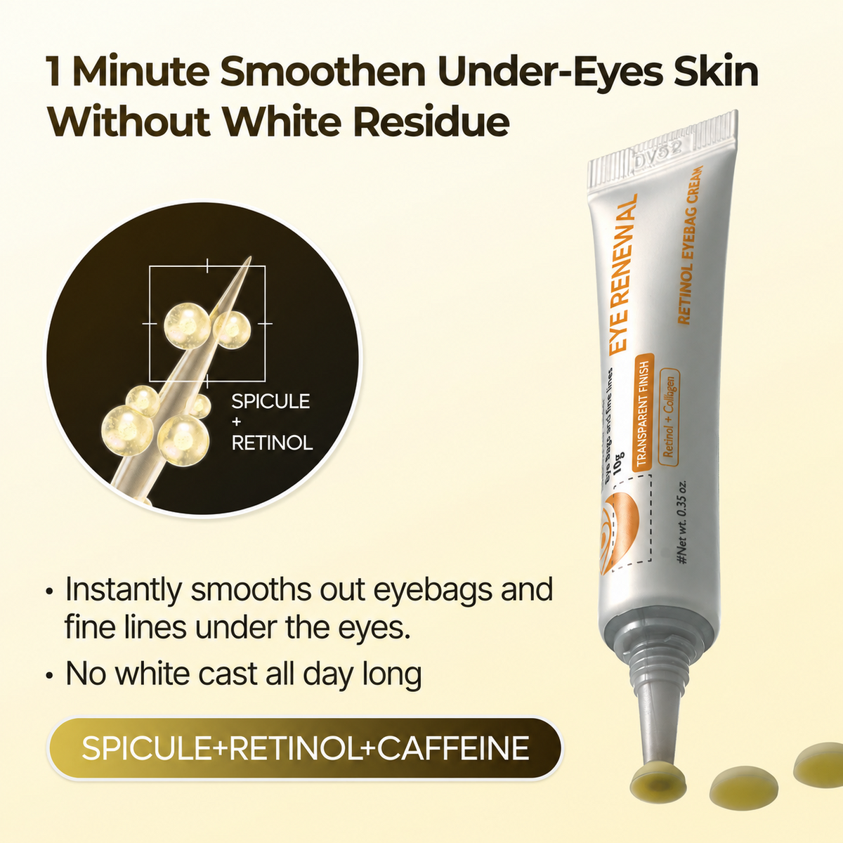 EYE RENEWAL Retinol + Caffeine Eye Cream – Smoother-Looking Under-Eyes & Transparent Finish