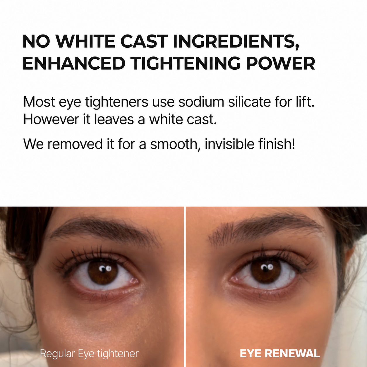 Transparent finish under-eye comparison