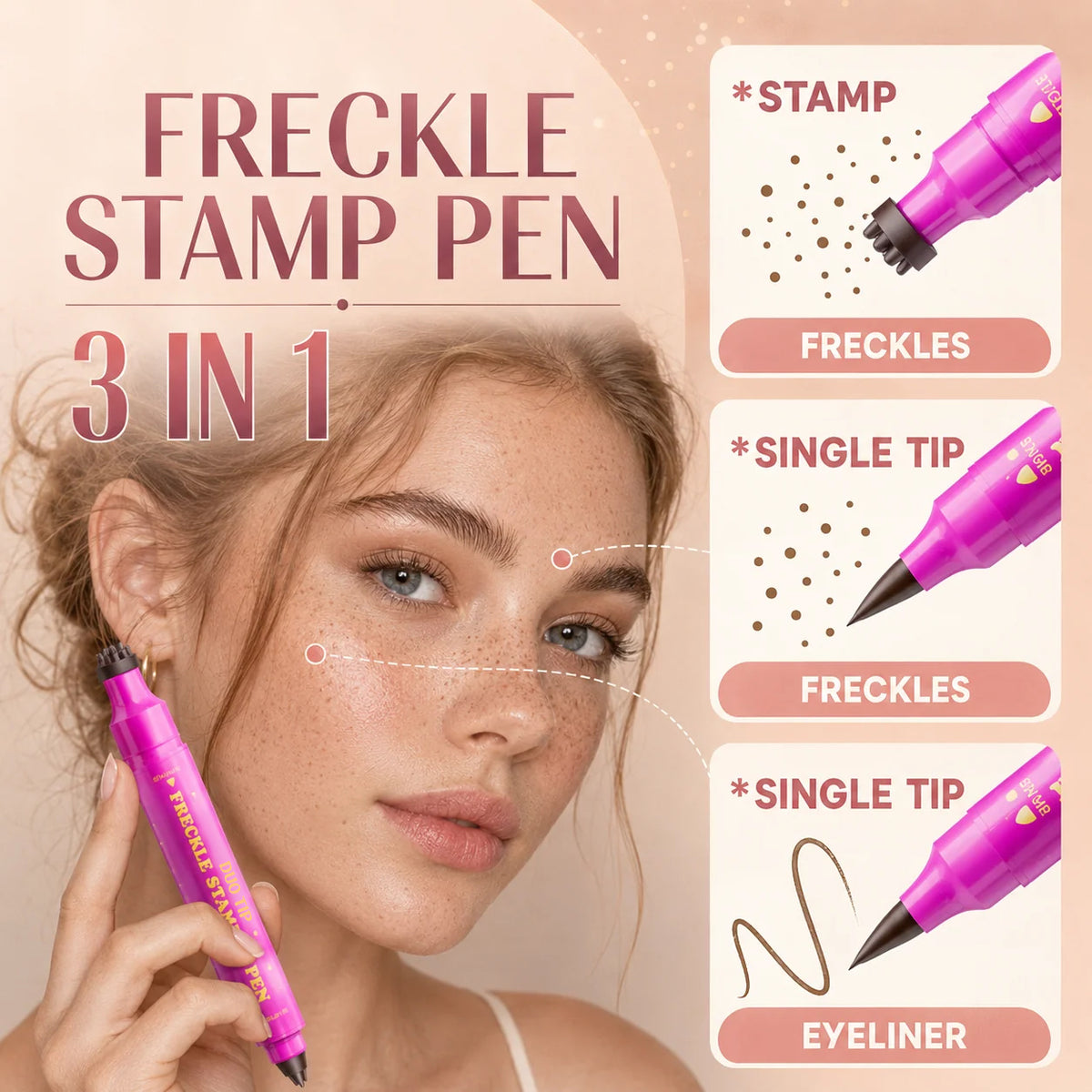 3 in 1 Waterproof Faux Freckle Stamp & Fine Tip Pen