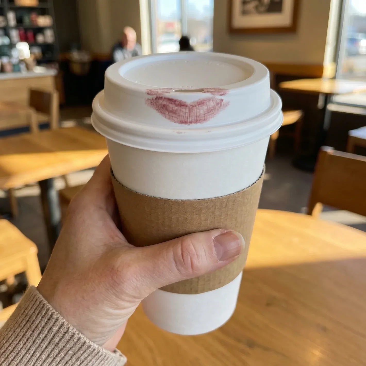 Coffee cup with lipstick mark