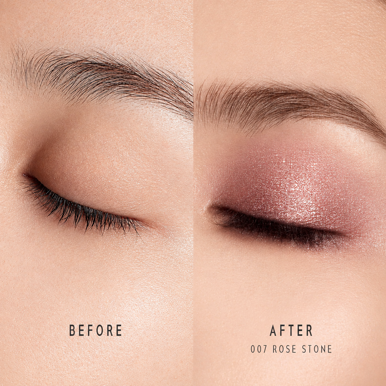 Before and after jelly eyeshadow application