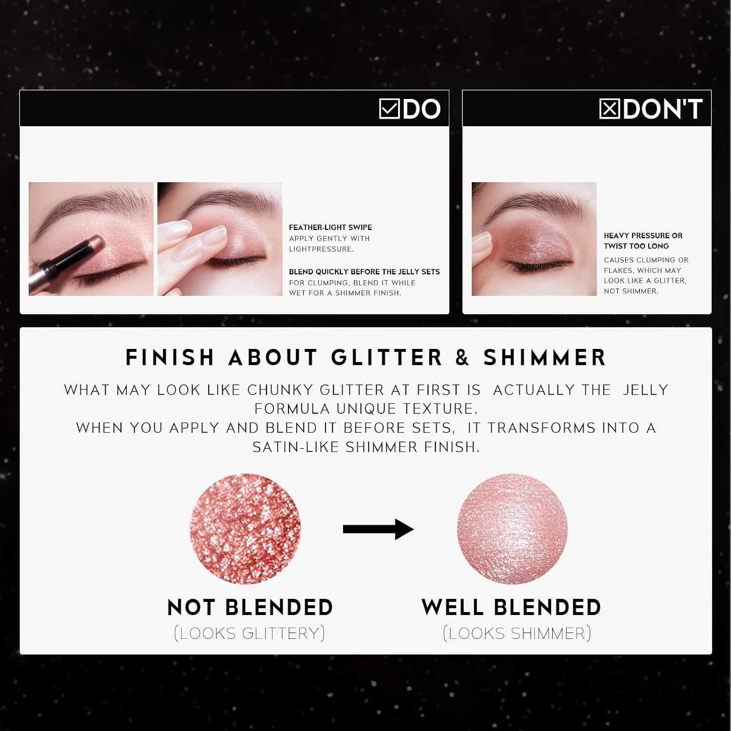 Do and don't blending guide for jelly eyeshadow