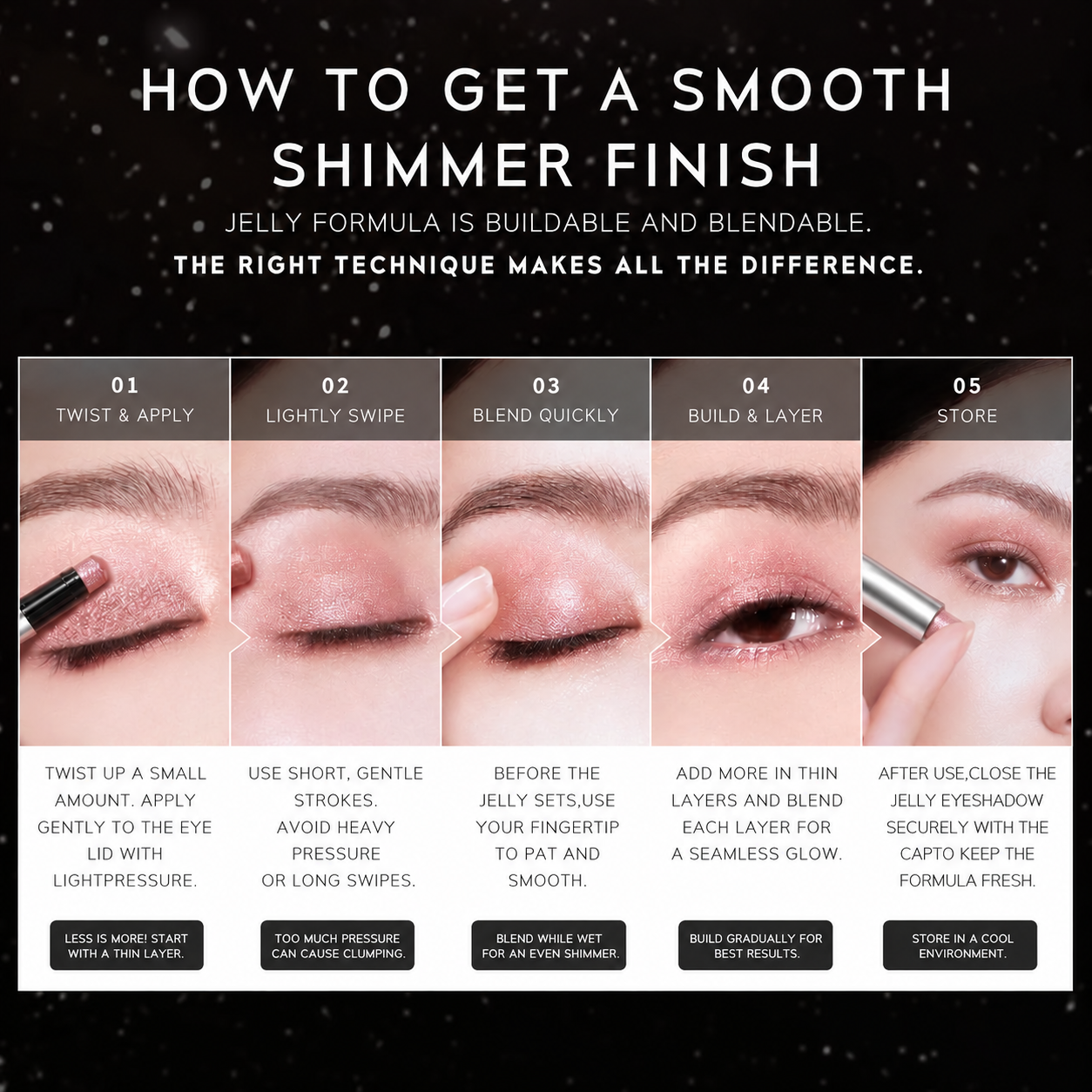 Step by step jelly eyeshadow application guide