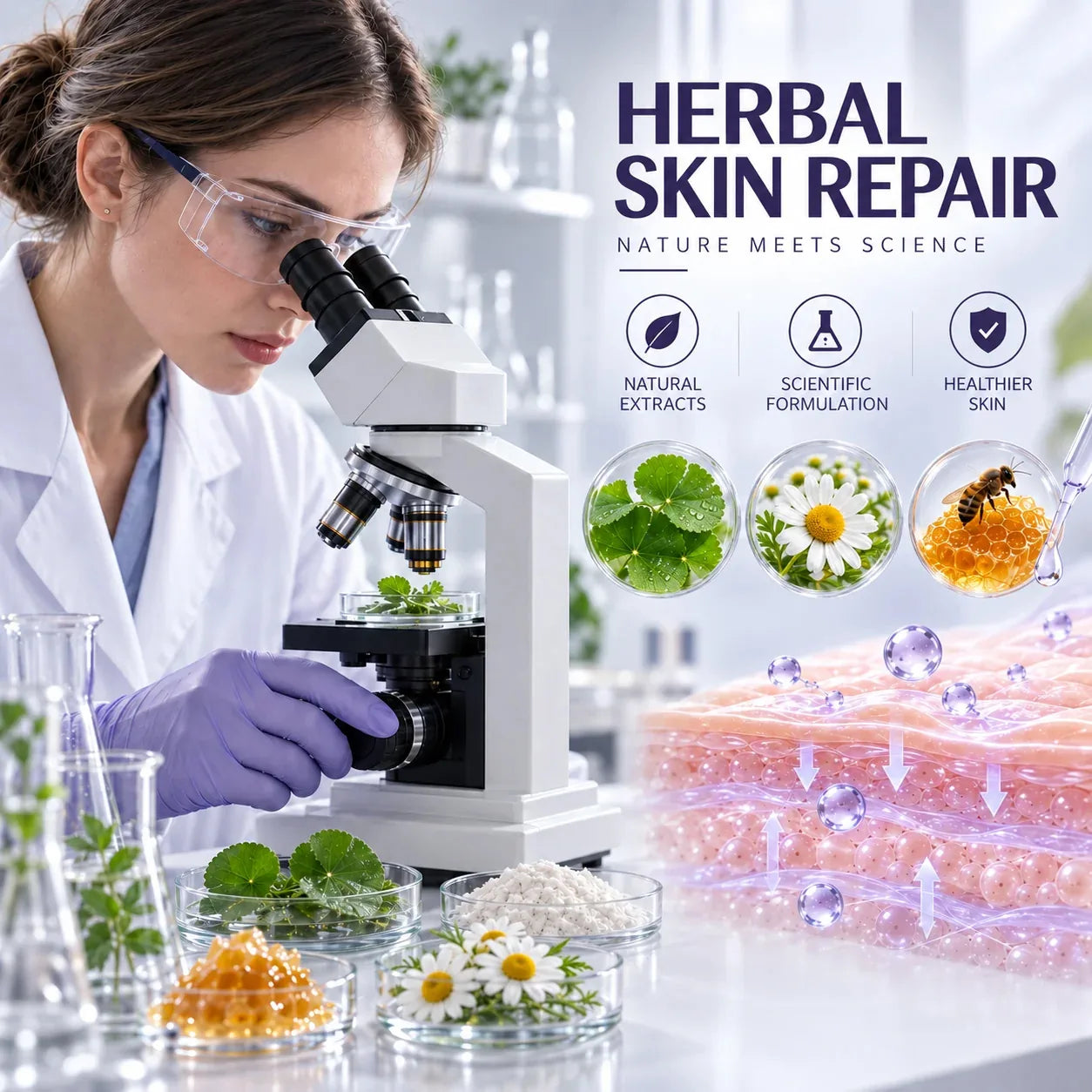 Laboratory-inspired presentation of botanical skin-care ingredients