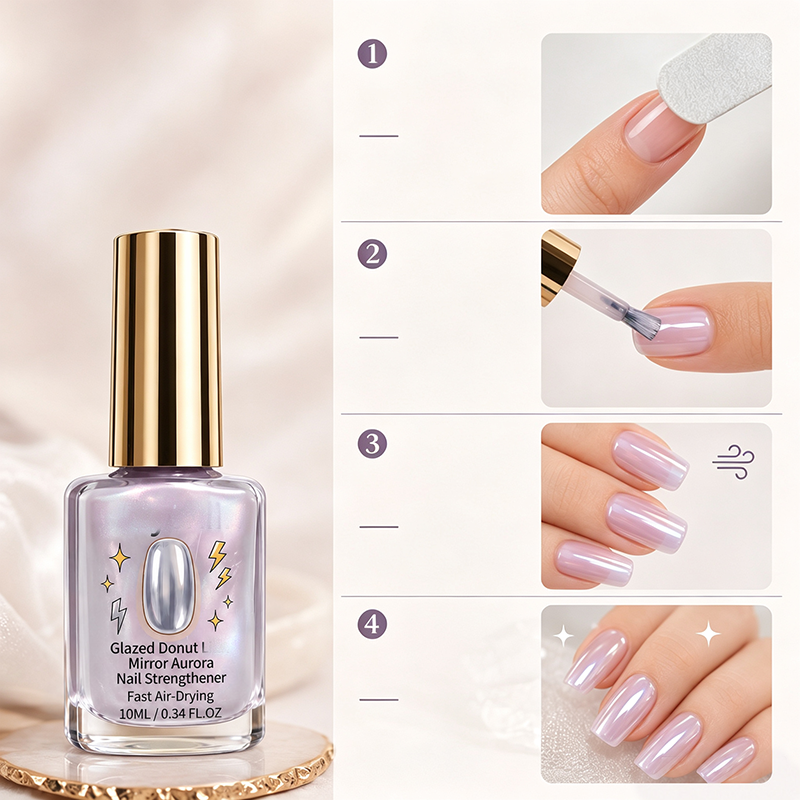 ✨💜Lilac Glossy Mirror Nail Strengthener