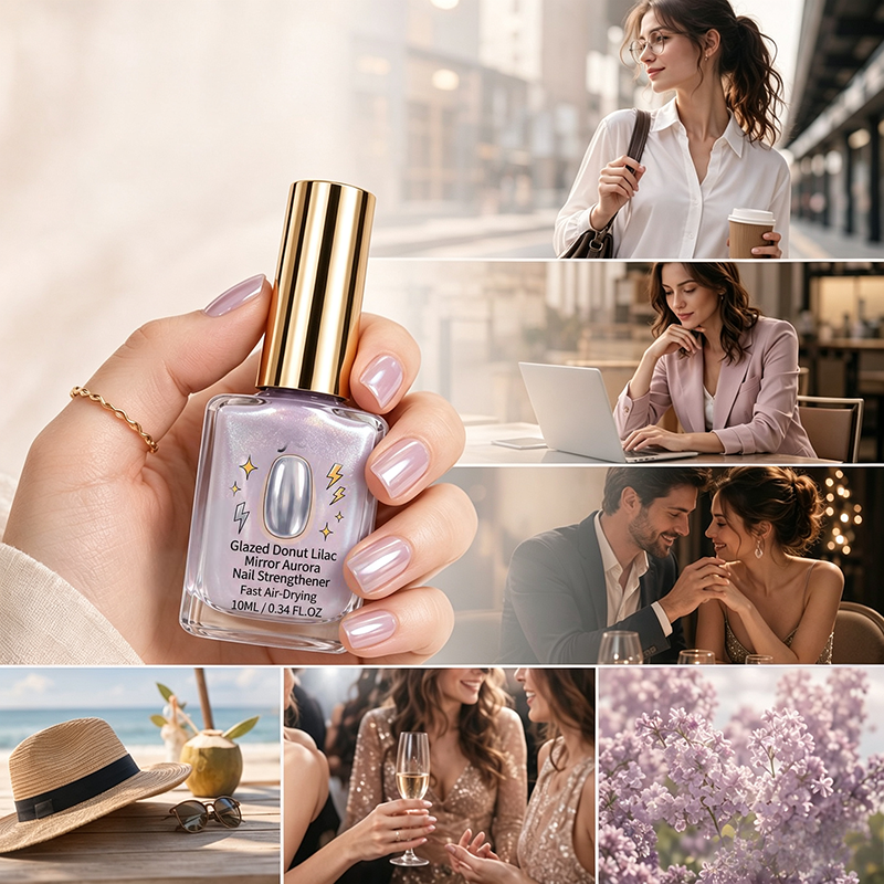 ✨💜Lilac Glossy Mirror Nail Strengthener