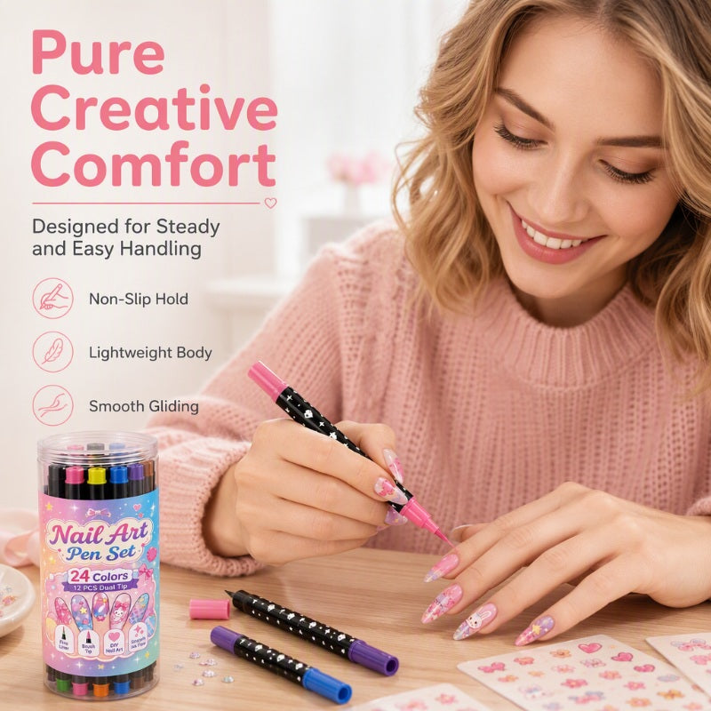 💅24 Colors Nail Design Pens – DIY Nail Decoration & Art Kit🎁