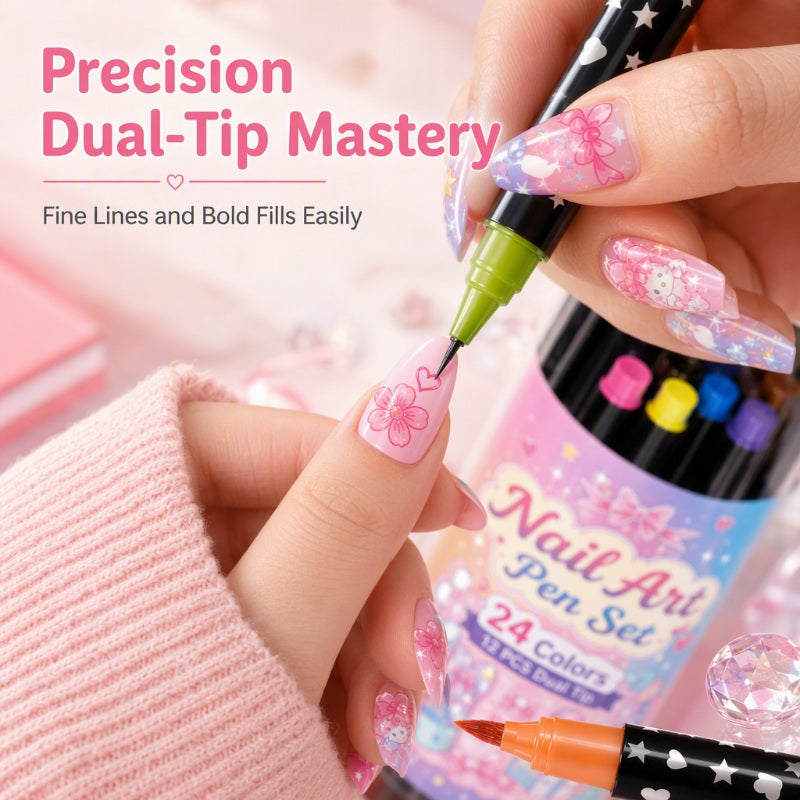 💅24 Colors Nail Design Pens – DIY Nail Decoration & Art Kit🎁