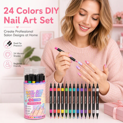 💅24 Colors Nail Design Pens – DIY Nail Decoration & Art Kit🎁