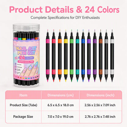💅24 Colors Nail Design Pens – DIY Nail Decoration & Art Kit🎁