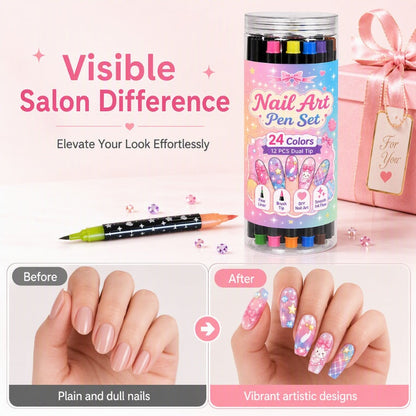 💅24 Colors Nail Design Pens – DIY Nail Decoration & Art Kit🎁